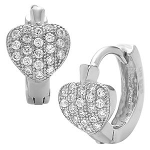 .925 Sterling Silver Huggie Baby Heart Earrings